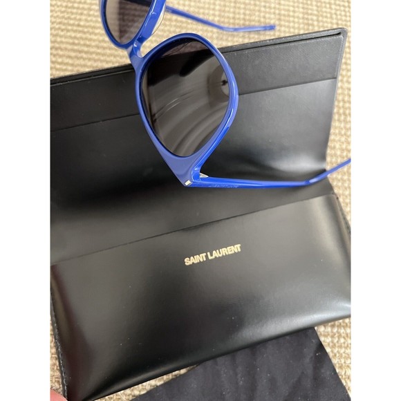 $450 EUC Saint Laurent YSL Surf SL38 002 Women\'s Blue Sunglasses + Case + Cloth